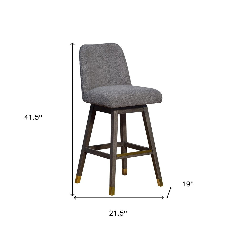30" Gray Solid Wood Bar Height Swivel Bar Chair HomeRoots