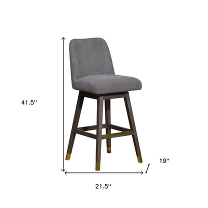 30" Gray Solid Wood Bar Height Swivel Bar Chair HomeRoots