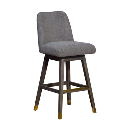 30" Gray Solid Wood Bar Height Swivel Bar Chair HomeRoots