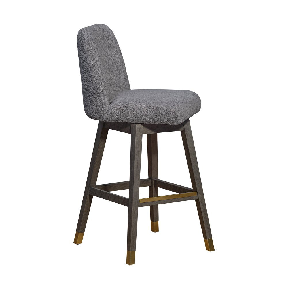 30" Gray Solid Wood Bar Height Swivel Bar Chair HomeRoots