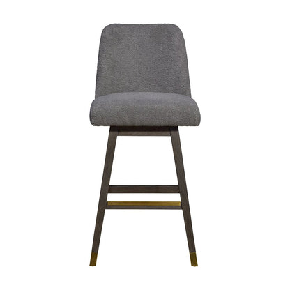 30" Gray Solid Wood Bar Height Swivel Bar Chair HomeRoots