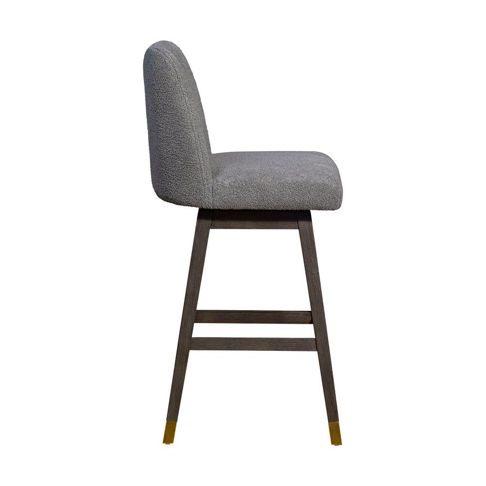 30" Gray Solid Wood Bar Height Swivel Bar Chair HomeRoots