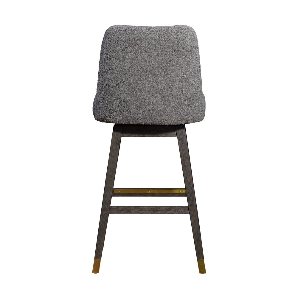 30" Gray Solid Wood Bar Height Swivel Bar Chair HomeRoots