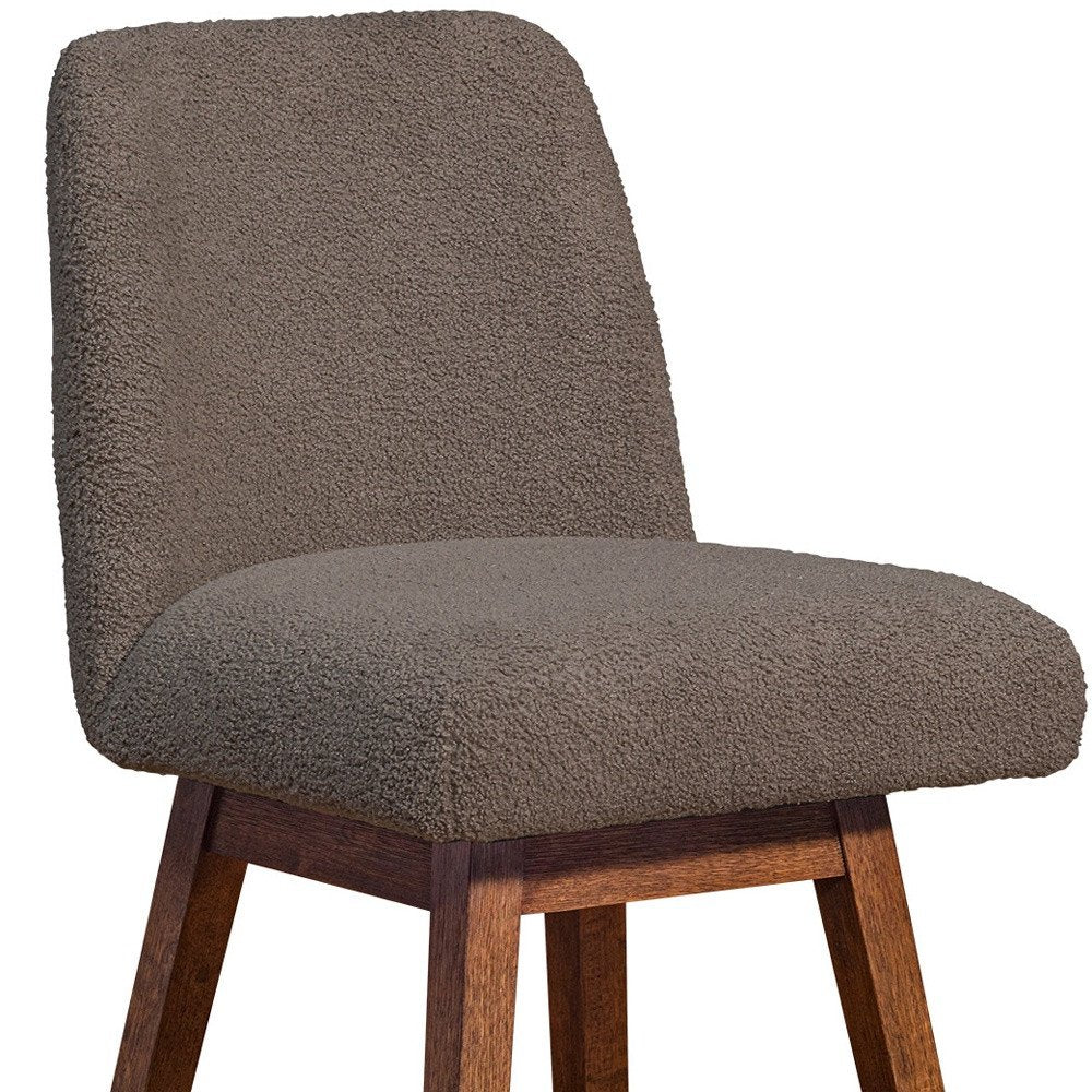 26" Taupe and Brown Solid Wood Counter Height Swivel Bar Chair HomeRoots
