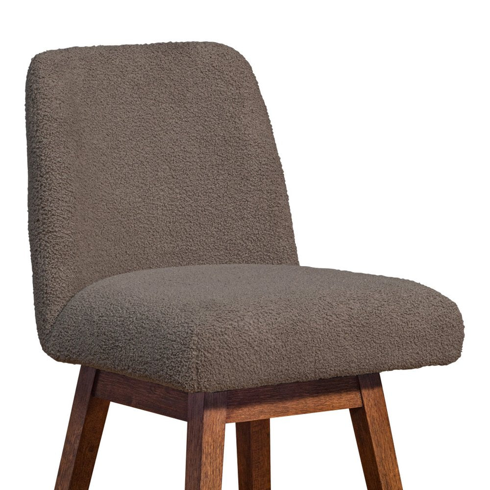26" Taupe and Brown Solid Wood Counter Height Swivel Bar Chair HomeRoots