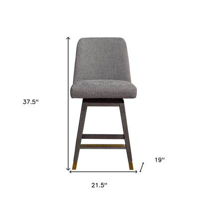 26" Taupe and Gray Solid Wood Counter Height Swivel Bar Chair HomeRoots