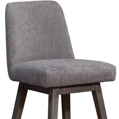 26" Taupe And Gray Fabric And Solid Wood Counter Height Swivel Bar Chair HomeRoots