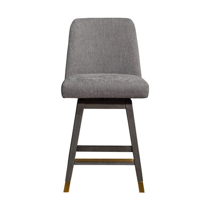 26" Taupe and Gray Solid Wood Counter Height Swivel Bar Chair HomeRoots