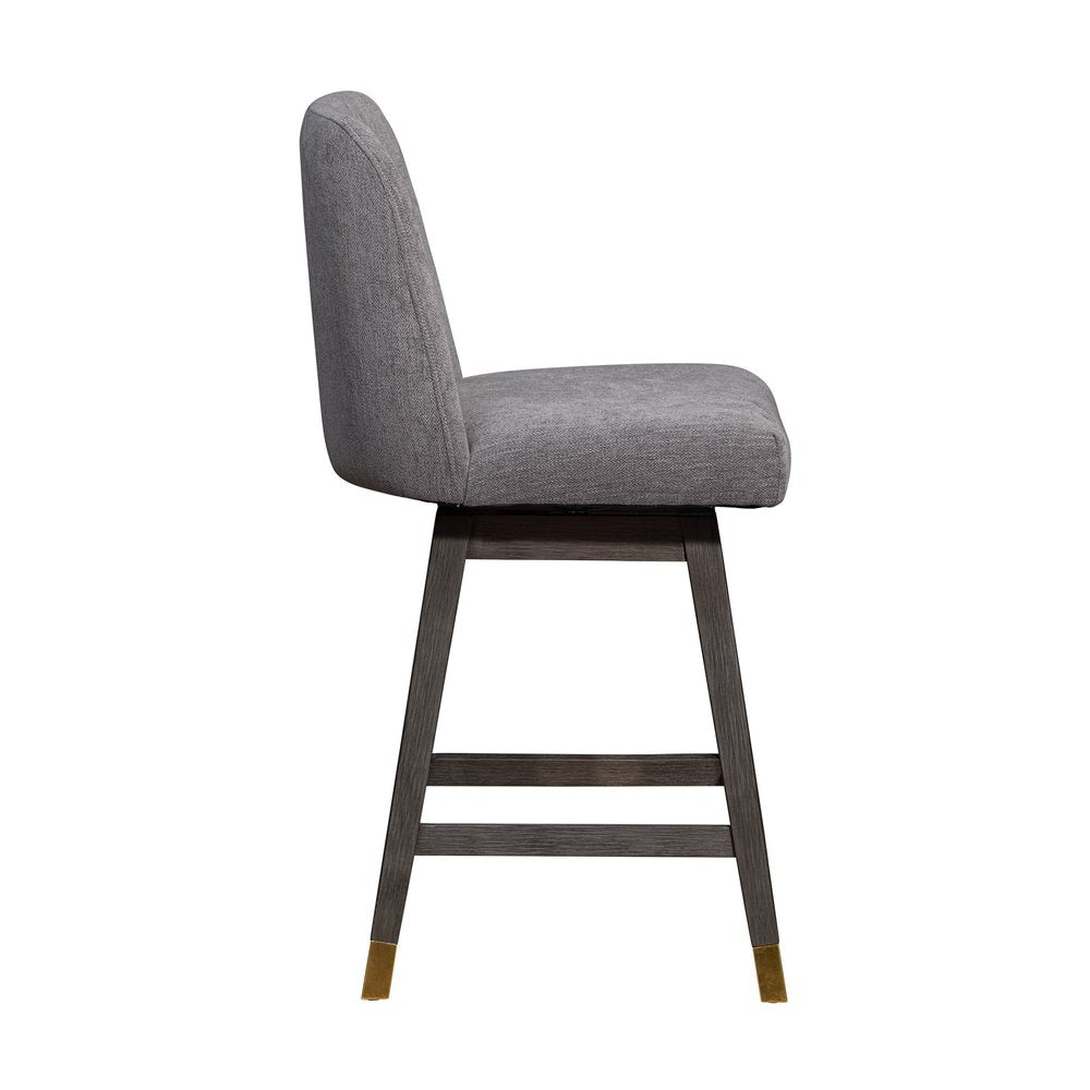 26" Taupe and Gray Solid Wood Counter Height Swivel Bar Chair HomeRoots