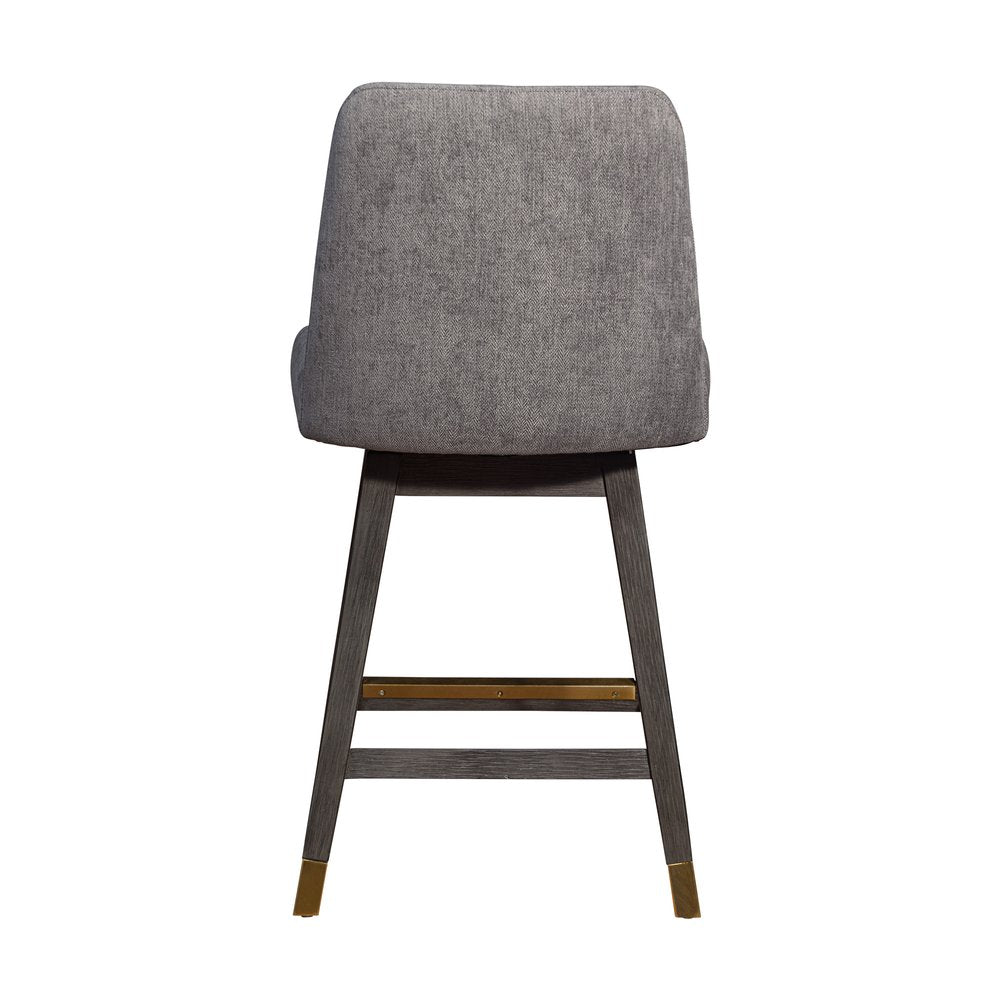 26" Taupe and Gray Solid Wood Counter Height Swivel Bar Chair HomeRoots