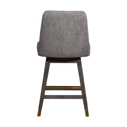 26" Taupe and Gray Solid Wood Counter Height Swivel Bar Chair HomeRoots