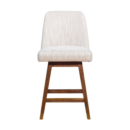 26" Beige And Brown Solid Wood Counter Height Swivel Bar Chair HomeRoots