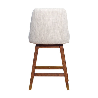 26" Beige And Brown Solid Wood Counter Height Swivel Bar Chair HomeRoots
