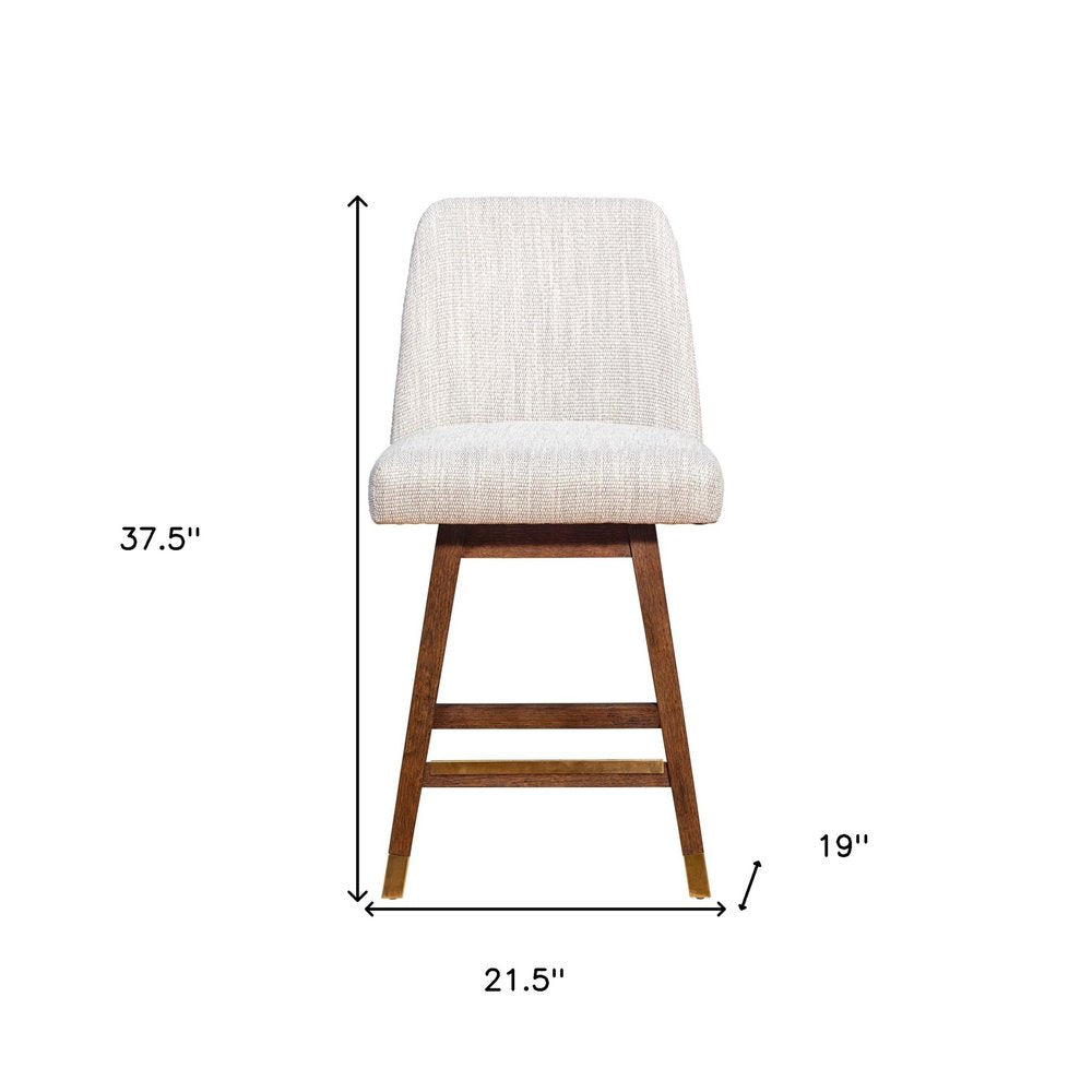 26" Beige And Brown Solid Wood Counter Height Swivel Bar Chair HomeRoots