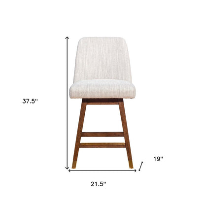 26" Beige And Brown Solid Wood Counter Height Swivel Bar Chair HomeRoots