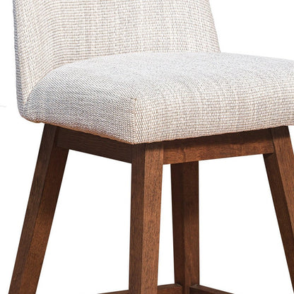 30" Beige And Brown Solid Wood Bar Height Swivel Bar Chair
