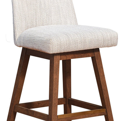 30" Beige And Brown Solid Wood Bar Height Swivel Bar Chair HomeRoots