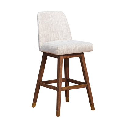30" Beige And Brown Solid Wood Bar Height Swivel Bar Chair HomeRoots