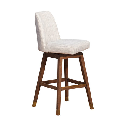30" Beige And Brown Solid Wood Bar Height Swivel Bar Chair HomeRoots