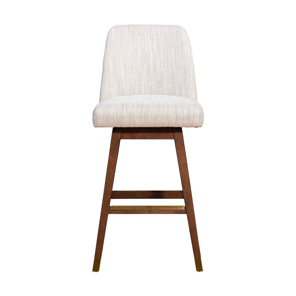 30" Beige And Brown Solid Wood Bar Height Swivel Bar Chair HomeRoots