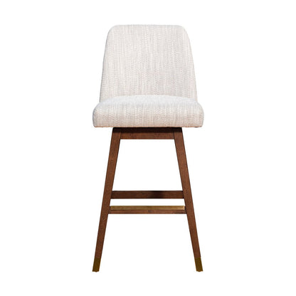 30" Beige And Brown Solid Wood Bar Height Swivel Bar Chair