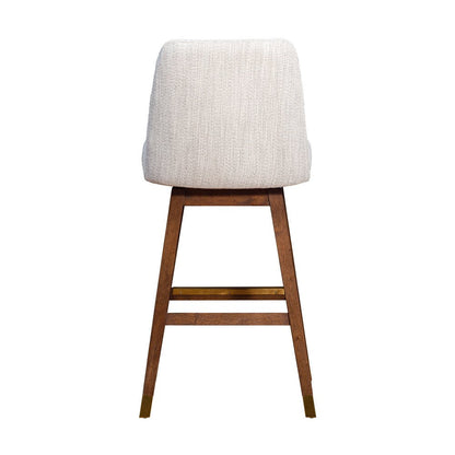 30" Beige And Brown Solid Wood Bar Height Swivel Bar Chair HomeRoots