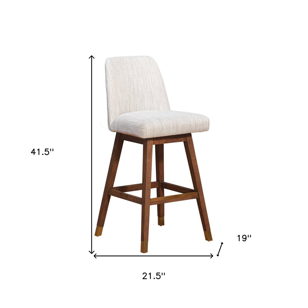 30" Beige And Brown Solid Wood Bar Height Swivel Bar Chair — view 7