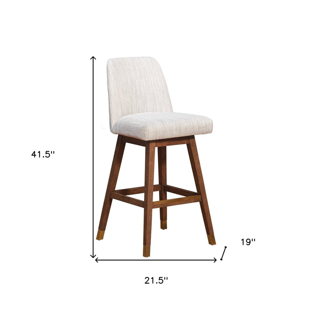 30" Beige And Brown Solid Wood Bar Height Swivel Bar Chair HomeRoots