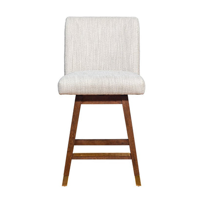 26" Beige And Brown Solid Wood Counter Height Swivel Bar Chair HomeRoots