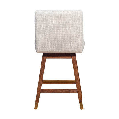 26" Beige And Brown Solid Wood Counter Height Swivel Bar Chair HomeRoots