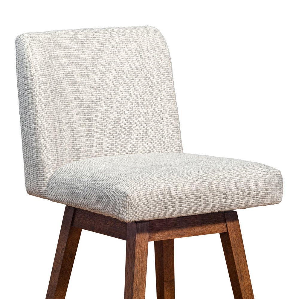 26" Beige And Brown Solid Wood Counter Height Swivel Bar Chair HomeRoots