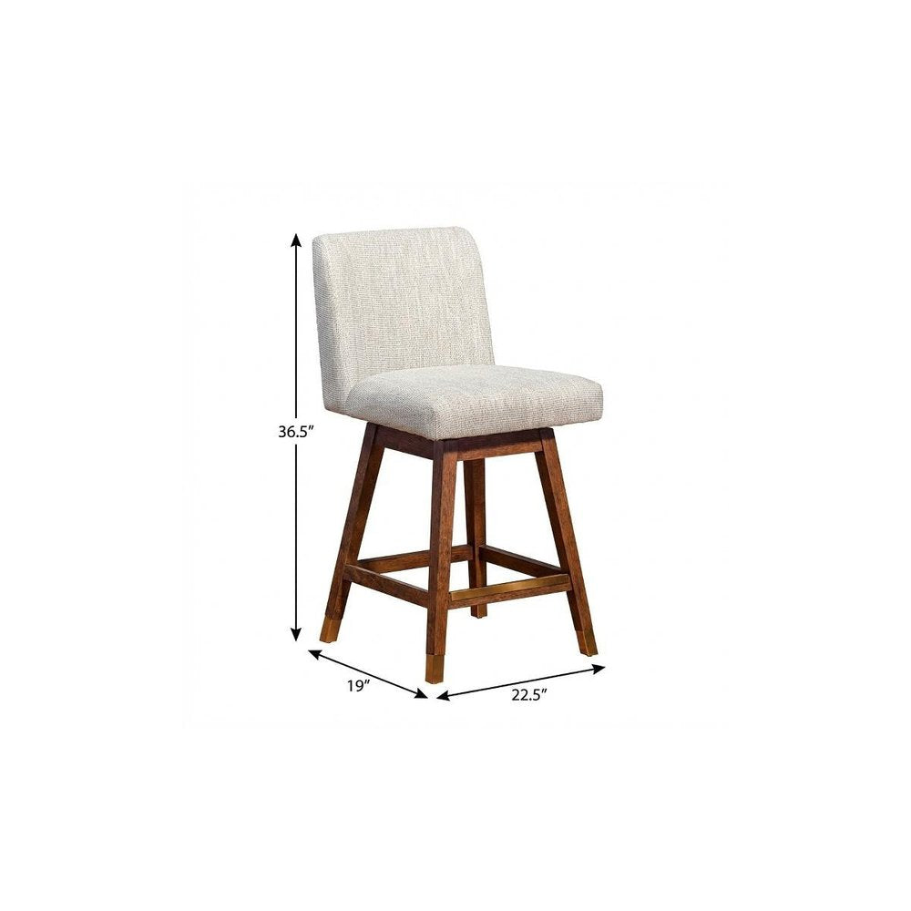 26" Beige And Brown Solid Wood Counter Height Swivel Bar Chair HomeRoots