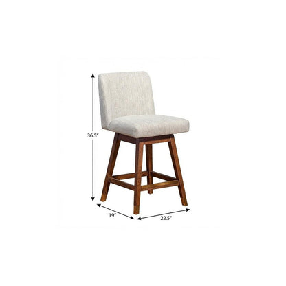 26" Beige And Brown Solid Wood Counter Height Swivel Bar Chair HomeRoots