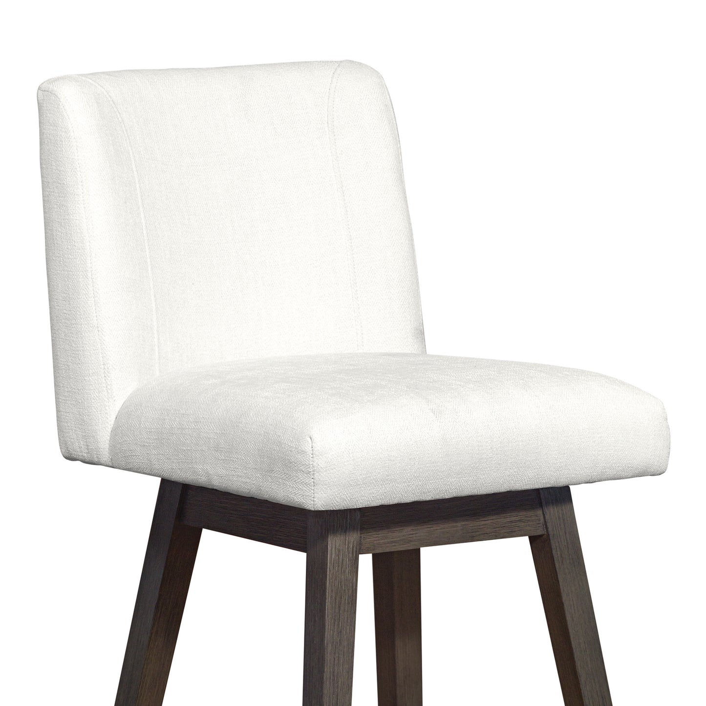 30" Pearl And Gray Upholstered And Solid Wood Swivel Bar Height Bar Chair