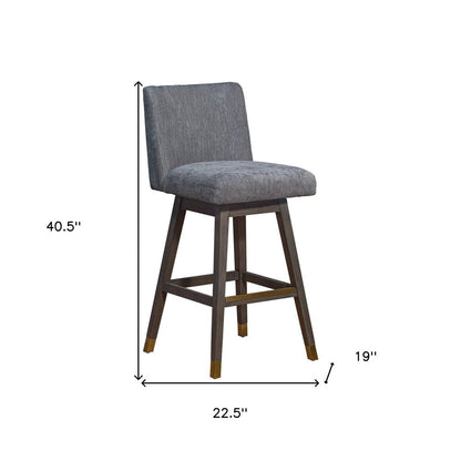 30" Gray And Brown Solid Wood Bar Height Swivel Bar Chair HomeRoots