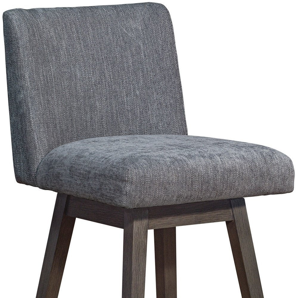 30" Gray And Brown Solid Wood Bar Height Swivel Bar Chair HomeRoots