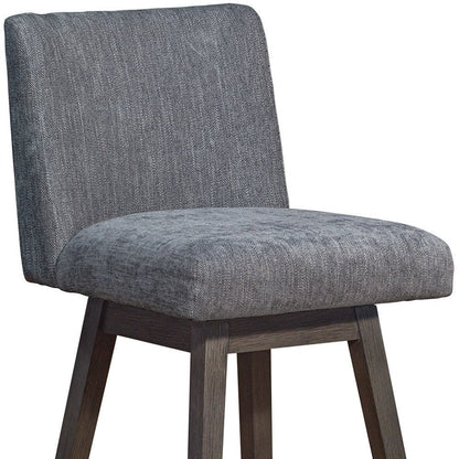 30" Gray And Brown Solid Wood Bar Height Swivel Bar Chair HomeRoots