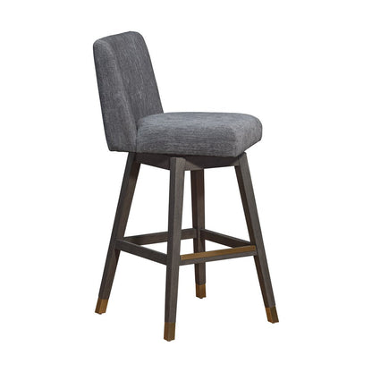 30" Gray And Brown Solid Wood Bar Height Swivel Bar Chair HomeRoots