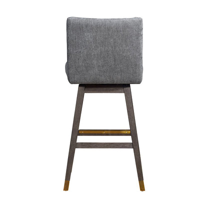 30" Gray And Brown Solid Wood Bar Height Swivel Bar Chair HomeRoots