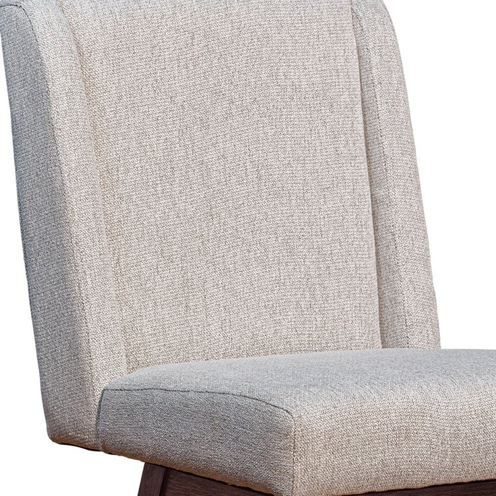 26" Taupe And Brown Fabric And Solid Wood Swivel Bar Chair HomeRoots