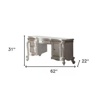 62" Pearl Wood Vanity Table With Three Drawers