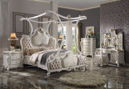 62" Pearl Wood Vanity Table With Three Drawers HomeRoots