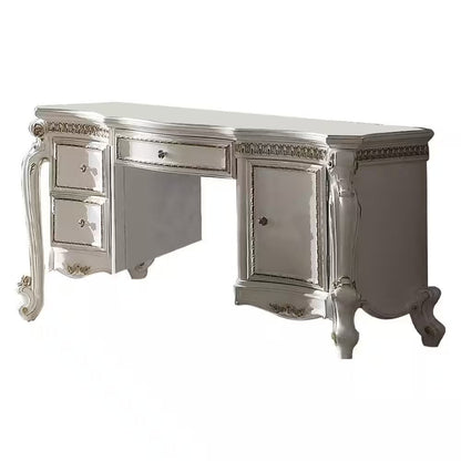 62" Pearl Wood Vanity Table With Three Drawers HomeRoots