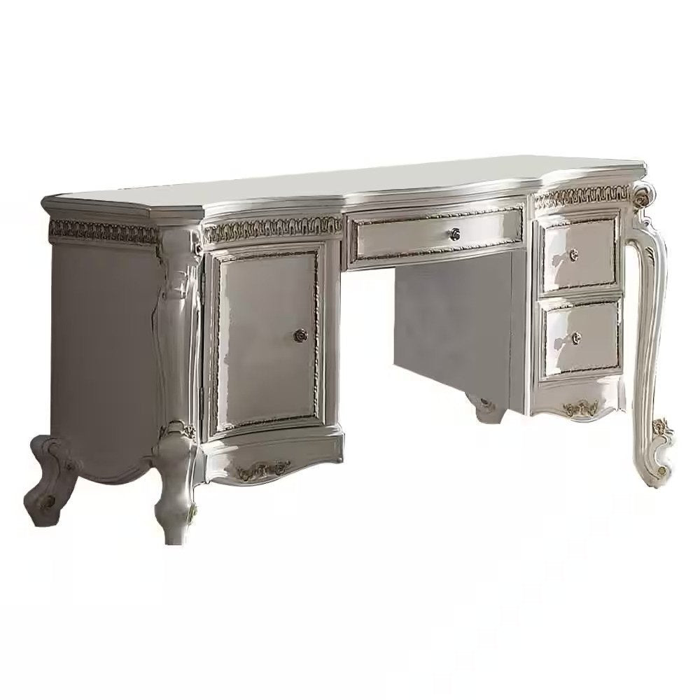 62" Pearl Wood Vanity Table With Three Drawers HomeRoots