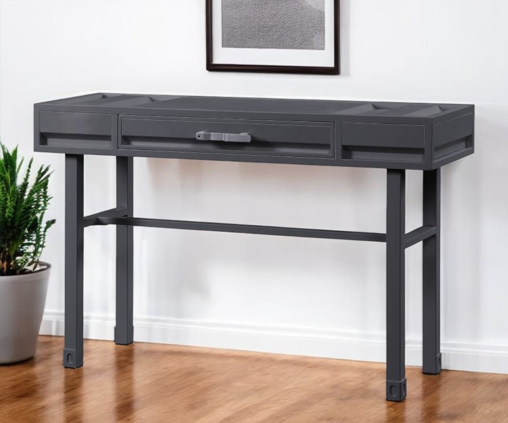 47" Gunmetal Iron And Wood Vanity Table HomeRoots