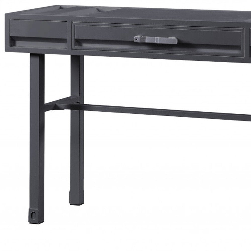 47" Gunmetal Iron And Wood Vanity Table HomeRoots