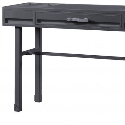 47" Gunmetal Iron And Wood Vanity Table HomeRoots