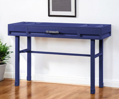 47" Blue Iron And Wood Vanity Table HomeRoots