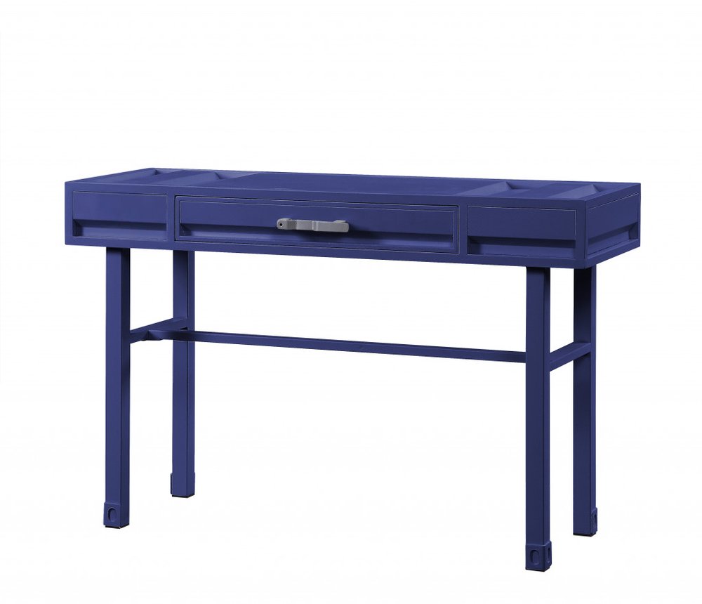 47" Blue Iron And Wood Vanity Table HomeRoots