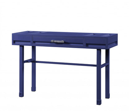 47" Blue Iron And Wood Vanity Table HomeRoots